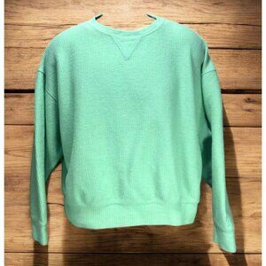 Victorias Secret Pink Womens Sweatshirt XS Ribbed Oversized Lime Green